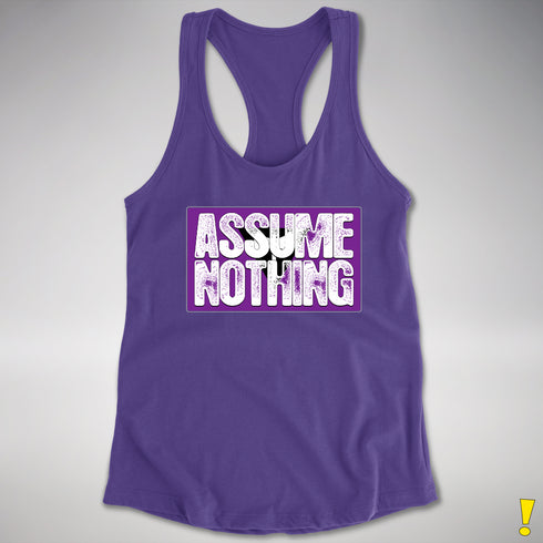 Assume Nothing Lesbian Labrys Pride Flag Racerback Tank - Purple